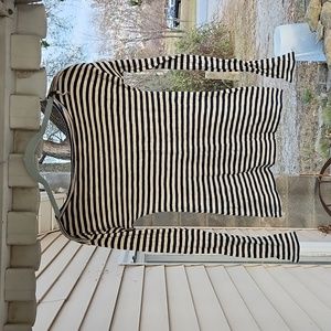 Loft Striped Long Sleeve White Green Zipper Detail Knit XS